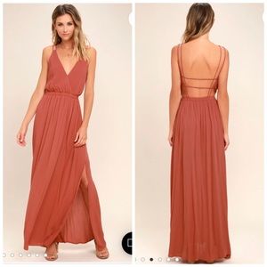 Lost in Paradise Rusty Rose Maxi Dress